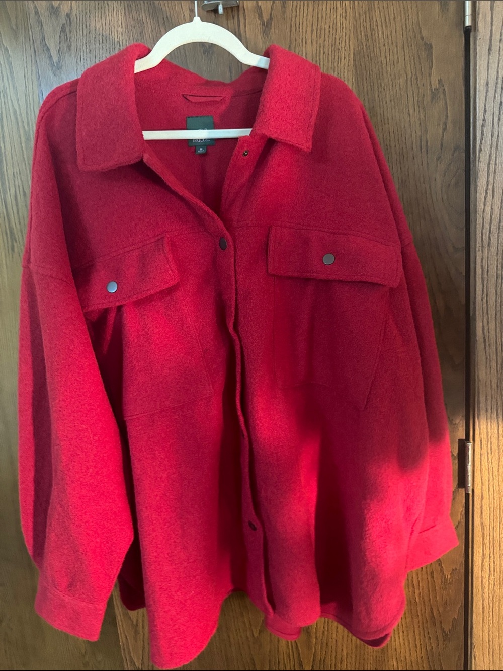 Women's Red Wool Shacket - Classic Collared Button Front - Wild Fable 3x